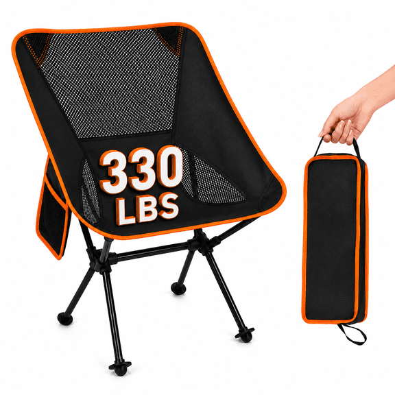 KOYMISKU Camping Chair, Lightweight Portable Chair with Carry Bag, 330 lb Capacity, for Camping, Beach and Fishing