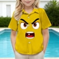 thumbnail image 3 of HOMADLES Kids Button Shirts Boys Summer Casual Graphic Tees Boys Lightweight Breathable T Shirts, Yellow 7 T, 3 of 8