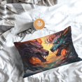 thumbnail image 5 of Goofa Colorful Wave Dragon Head Print Plush Throw Pillow Case, Soft Velvet with Hidden Zipper, Decorative Cushion Cover for Sofa, Bed, Car, and Home Décor-20"x30", 5 of 6