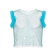 thumbnail image 5 of Alkepwun Mens Tank Tops Openwork Mesh Rhinestone Muscle Shirts with Feather Accents Summer Solid-Color Sexy Breathable Round-Neck Top, 5 of 5
