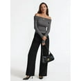 thumbnail image 6 of Women'S Off Shoulder Tops Dressy Casual Slim Fit Long Sleeves Spring Fall Blouse Going Out Shirt Gray L, 6 of 9