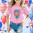thumbnail image 2 of MIXUE Tween Girls Tops & T-Shirts Summer Fourth Of July Independence Day Ice Cream Print Round Neck Short Sleeve Casual Party T Shirts Daily-Wear,Pink,10-11 Years, 2 of 4