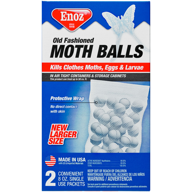 Enoz Old Fashioned Moth Balls, 16 Oz, 2 Single Use 8 Oz Packets