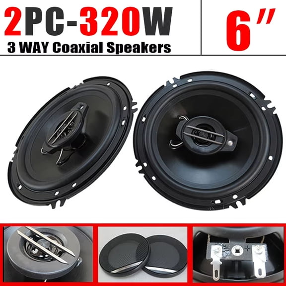 1 Pair 6 Inch 320W 3 Way Universal Car Coaxial Car Music Stereo Full Range Hi-Fi for Car Truck Door Speakers Surround Sound System