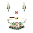 thumbnail image 2 of Vibrant Multicolor Kundan Choker Jewelry Set - Gold Plated & Beaded Necklace, Earrings & Ring, 2 of 2