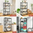thumbnail image 4 of Furnibear 5-Tier Folding Storage Shelves with Wheels, Foldable Metal Rack, Collapsible Shelves for Garage, Kitchen, Basement, Black, 4 of 9