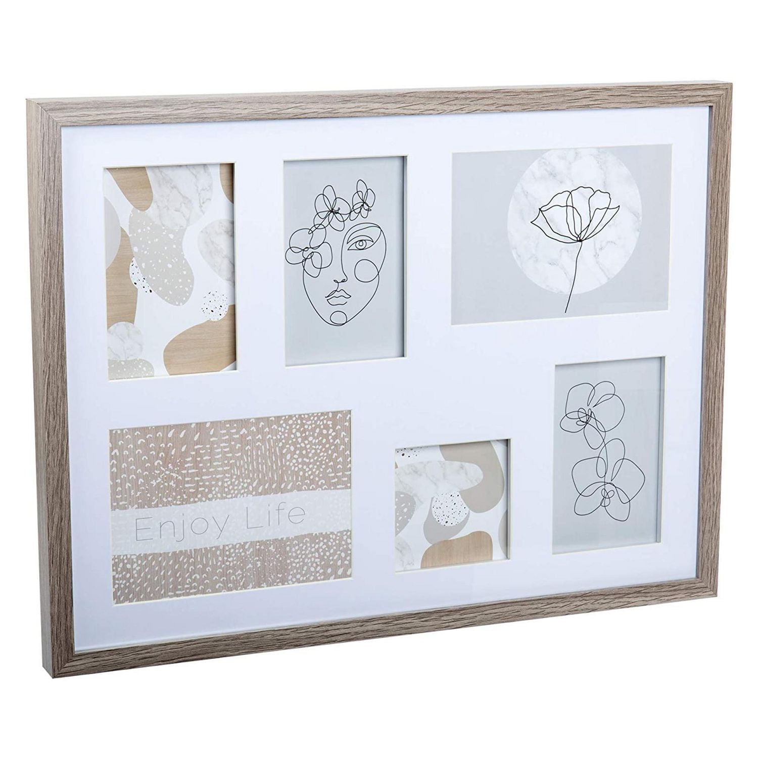 Truu Design Decorative Wooden Rectangular Wall Collage Picture Frame, 19 x 14.5 inches, Beige