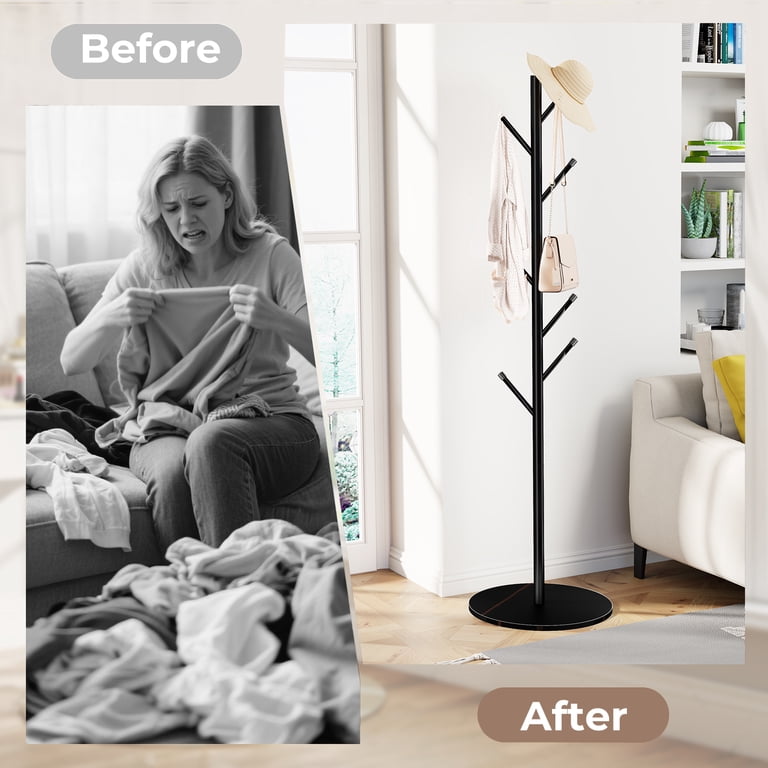 LIZEVINC Coat Rack, Adjustable Size coat Tree with 7 Hooks