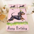thumbnail image 5 of Homewish Dachshund Balloon Bed Sheets,Happy Birthday Print Full Size Sheets,Pink,Colorful Party Hat Decor,4-Piece,1 Flat Sheet, 1 Fitted Sheet and 2 Pillowcases, 5 of 6
