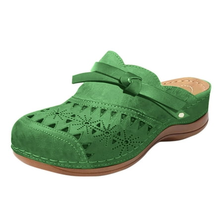 

WANYNG slippers for women Women s Fashion Casual Platform Hollow Carved Round Head Sandals And Slippers Women Shoes Green 40