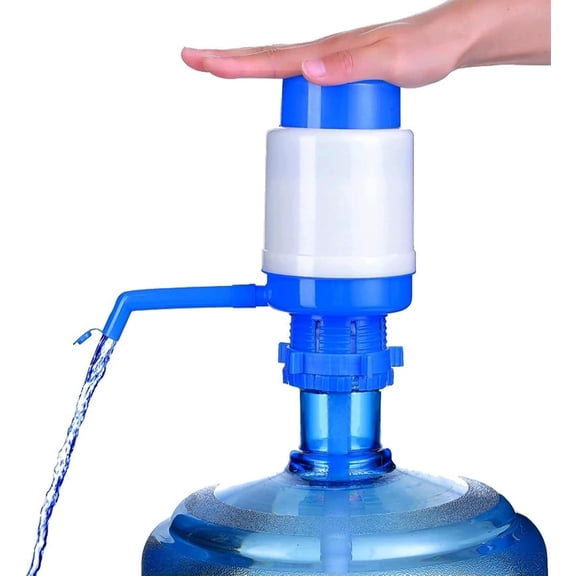 Manual Water Bottle Pump, Easy Drinking Water Pump, Easy Portable Manual Hand Press Dispenser Water Pump for Universal 5-6 Gallon Bottle Coolers Blue
