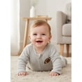 thumbnail image 3 of Gzhioc Newborn Baby Boy Footed Romper Football Embroidery Long Sleeve Round Neck Zip Jumpsuit, 3 of 9