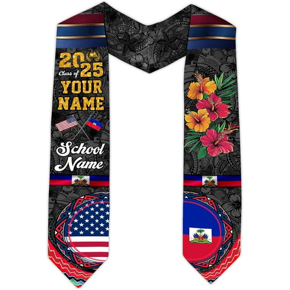 Haitians Graduation Sash, Haiti Graduation Stole Custom, Personalized Haitians American Flag Graduation Sash 2025
