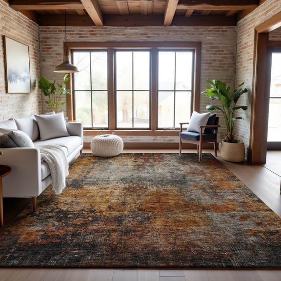 Addison Rugs Mayfield Premium Machine Washable Transitional Abstract Paprika Rectangle Rug, 10' x 14'