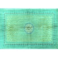 thumbnail image 1 of Ahgly Company Indoor Rectangle Medallion Turquoise Blue Traditional Area Rugs, 8' x 12', 1 of 4
