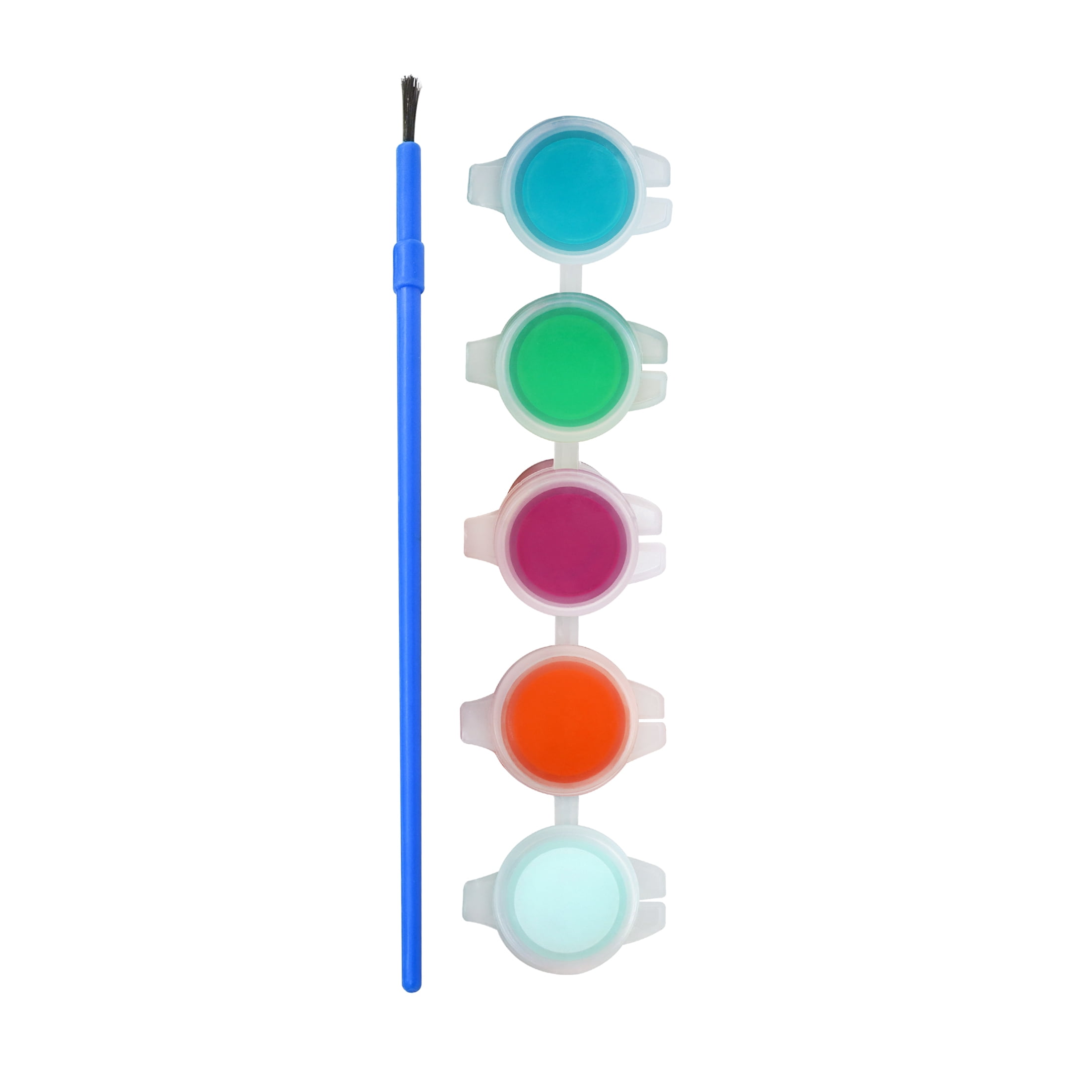 Hello Hobby Washable Tempera Paint Strips & Paintbrush, Includes 5  Paints In Resealable Containers & Mini Paintbrush, Tropical colors