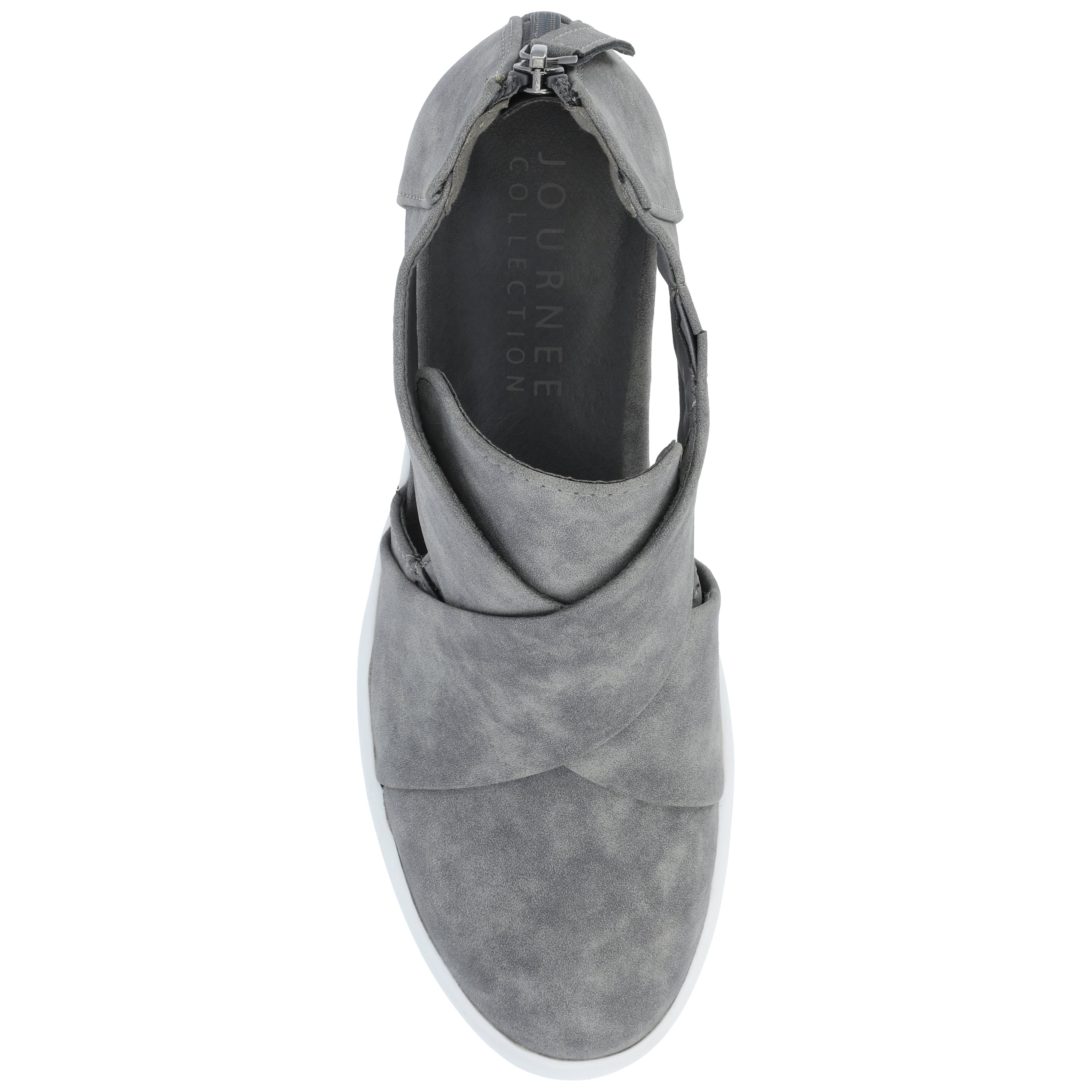 Journee Womens Seena Round Toe Back Heel Zip Wedge Sneakers