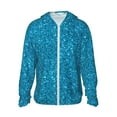thumbnail image 2 of Lsque Blue Glitter UPF 50+ Lightweight Sun Protection Men's Women's Long Sleeve Shirt, Hoodie Performance -Medium, 2 of 9