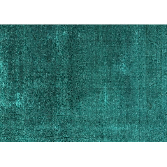 Ahgly Company Indoor Rectangle Oriental Turquoise Blue Industrial Area Rugs, 6' x 9'