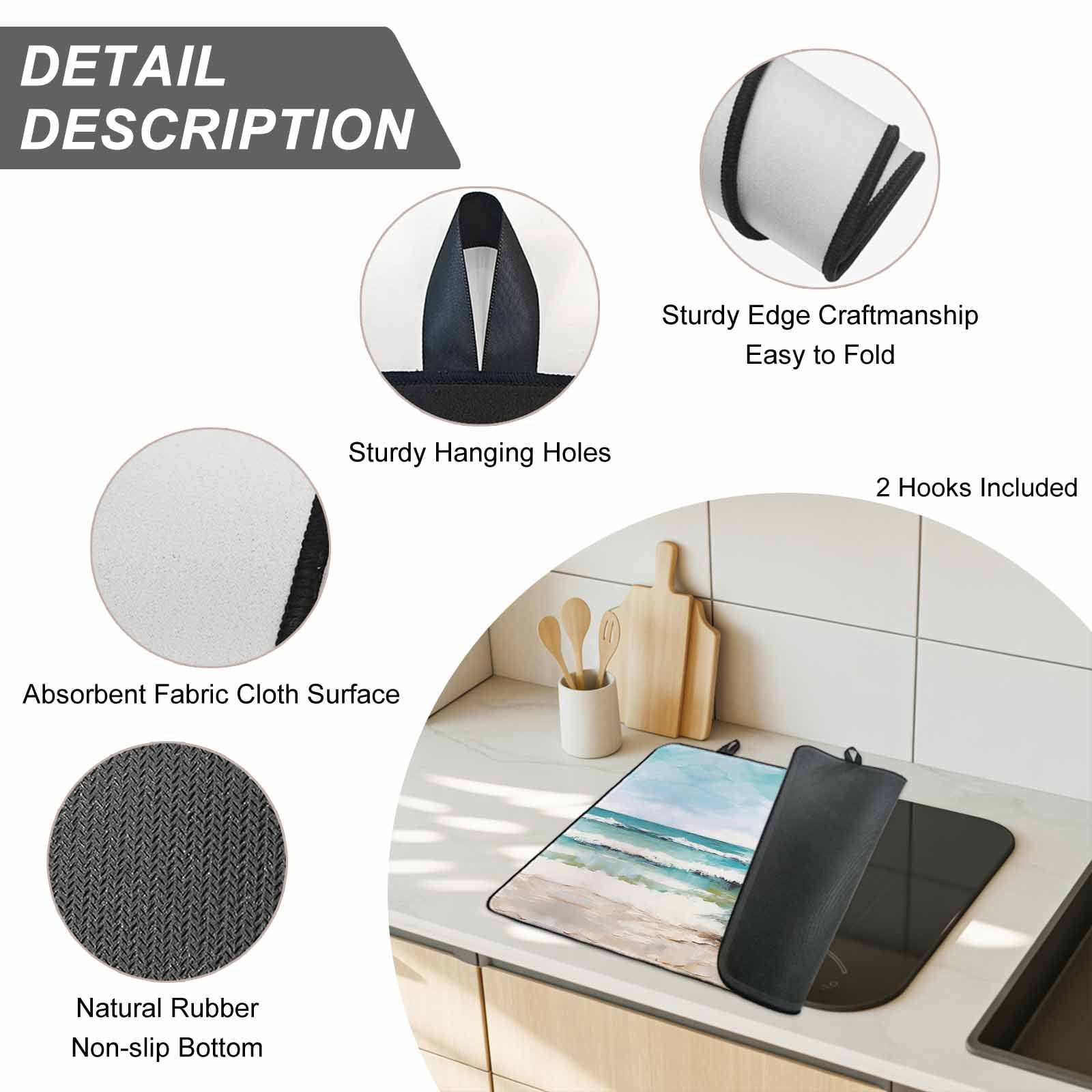 Coastal Christmas Tree Stove Top Cover for Electric Stove, Heat-proof & Non Slip Glass Top Stove Cover Protector, Modern Oil Painting Beach Xmas Tree Kitchen Flat Cooktop Rubber Mat 24x21 Inches