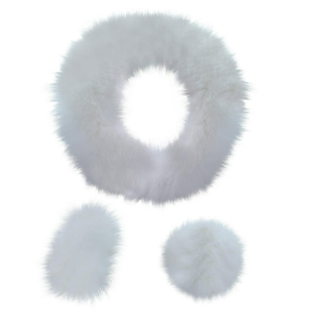 Dsscvnef Soft Warm Fuzzy Steering Wheel Cover Long Plush Handbrake Car Accessory
