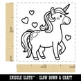 thumbnail image 2 of Cute Unicorn with Hearts Self-Inking Rubber Stamp Ink Stamper - Green Ink - Small 1 Inch, 2 of 7