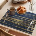 thumbnail image 3 of Blue Yellow Striped Placemats Set of 8 Modern Abstract Art Stripes Place Mats Indoor Wipeable Table Mats Washable Cloth Dining Table Placemats for Kitchen Holiday Party Home Decor 13x19 Inch, 3 of 9