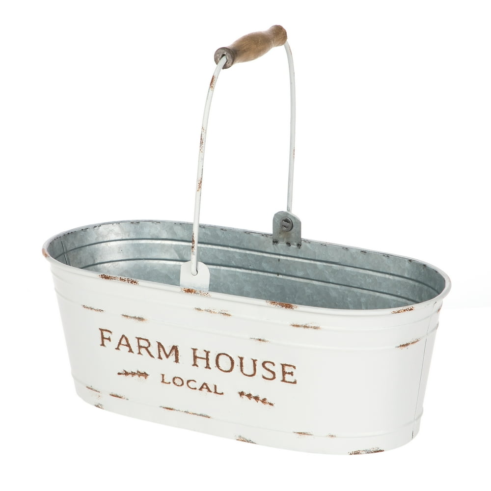Mainstays Large Oval Farmhouse Bucket with Handle