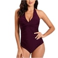 thumbnail image 1 of Traje de baño de una pieza para mujer, cómodo, liso, con almohadilla en el pecho, sin aros, Bikini con escote en V profundo OAVQHLG3B Store  lin121212, 1 of 3