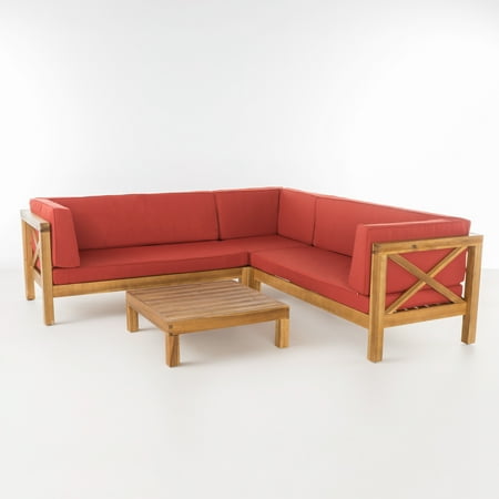 Beau 4 Piece Outdoor X-Back Wooden Sectional Set with ... Beau 4 Piece Outdoor X-Back Wooden Sectional Set with ... on Outdoor 4 Piece Sectional id=68951