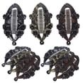 thumbnail image 1 of Miangastore 9 Pcs Pinces à Cheveux Rétro en Forme de Poisson Banane avec Décor de Fleurs en Résine Pinces à Cheveux en Argent Doré Rouge Bronze Chaque 3 Pcs, 1 of 9