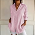 thumbnail image 2 of SAWOBUUN Womens Button Down Shirts Long Sleeve Striped Dress Shirt Collared Office Work Blouses Tops, 2 of 4