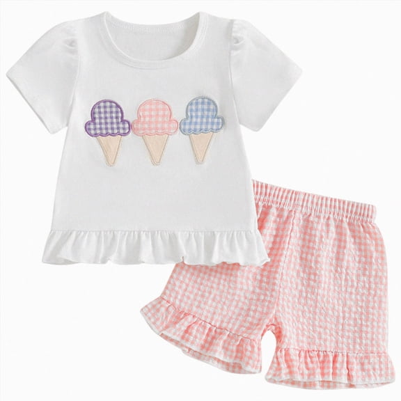 enyan Toddler Girls Clothes 1T 2T 3T 4T 5T Summer Outfits Baby Kids Short Sleeve T-Shirt Tops & Shorts Sets (Pink,2-3 Years)