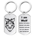 thumbnail image 3 of EGNMCR Keychains Stainless Steel Wolf Men's Pendant Necklace With Double-sided Lettering Military Dog Tag Key Chain Key buckle, 3 of 3