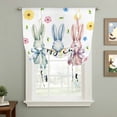 thumbnail image 2 of Easter Bunny Balloon Curtains for Bedroom/Front Door/Bathroom, Spring Watercolor Polka Dot Flower Plaid Tie Up Curtains 63 Inch Length Light Filtering Kitchen Curtains Shades for Windows 46"x63", 2 of 8