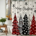thumbnail image 3 of Red Christmas Tree Snowflake Shower Curtain for Bathroom, Xmas Pine Tree Vintage Linen Waterproof Shower Curtains Washable Quick Dry with Hooks Bathtub Curtains 72x72IN, 3 of 9