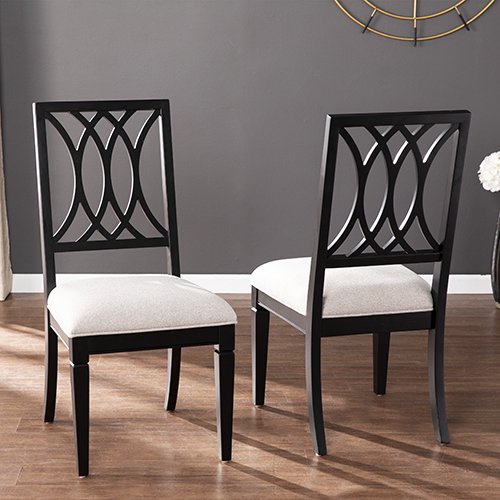 Penrydd Upholstered Dining Chairs 2pc Set, Black and Gray