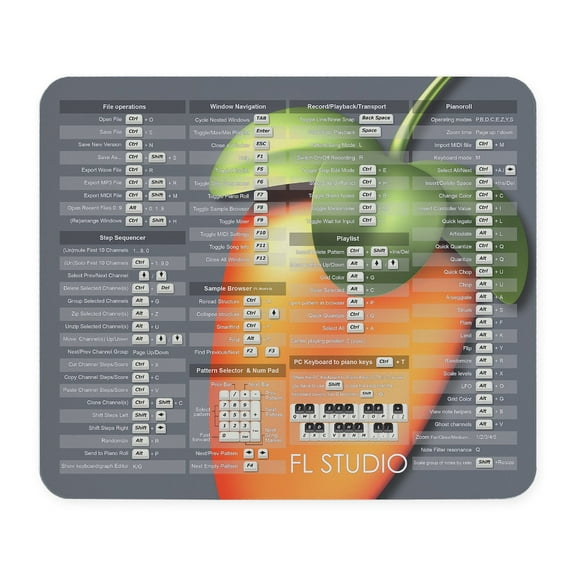CafePress - FL Studio Keyboard Shortcuts With Fruit - Non-slip Rubber Mousepad, Gaming Mouse Pad