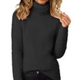 thumbnail image 2 of ylioge S-5X Plus Size Womens Fleece Sweaters Long Sleeve Turtleneck Sweatshirts Ladies Casual Solid Color Stretchy Pullover Knitted Sweater Tops, 2 of 6