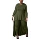 thumbnail image 1 of Gibobby Conjunto de Pantalones para Mujer Conjunto de pantalones con dobladillo irregular informal de manga larga con cuello redondo de color liso para mujer(AG,G), 1 of 5