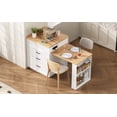 thumbnail image 2 of HORIZON Kitchen Island with Casters, Extendable Dining Table with Led Lighting, Kitchen Table with Power Strips, Buffet Table, or Bar Table for The Kitchen and Dining Room (Creamy White + Natural), 2 of 56