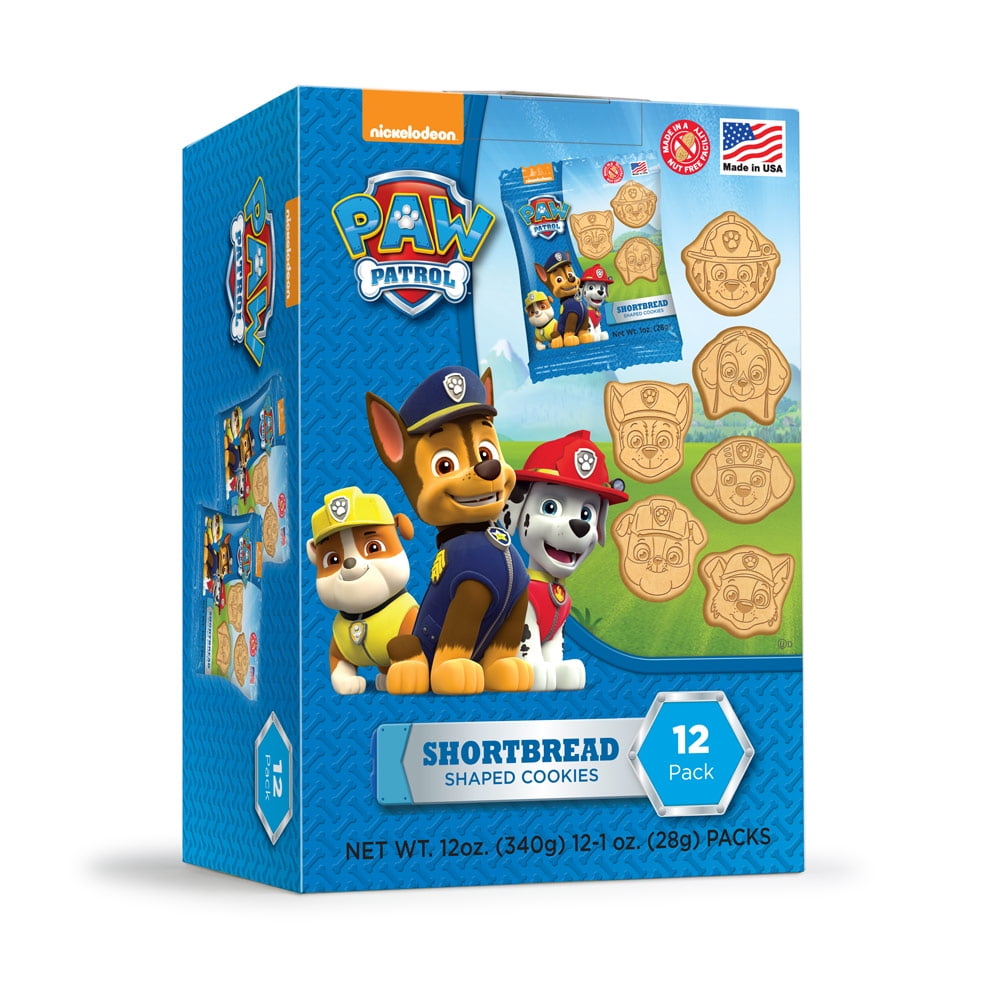 Paw Patrol Shaped Shortbread Cookies Party Favors Snack Packs, 1 oz