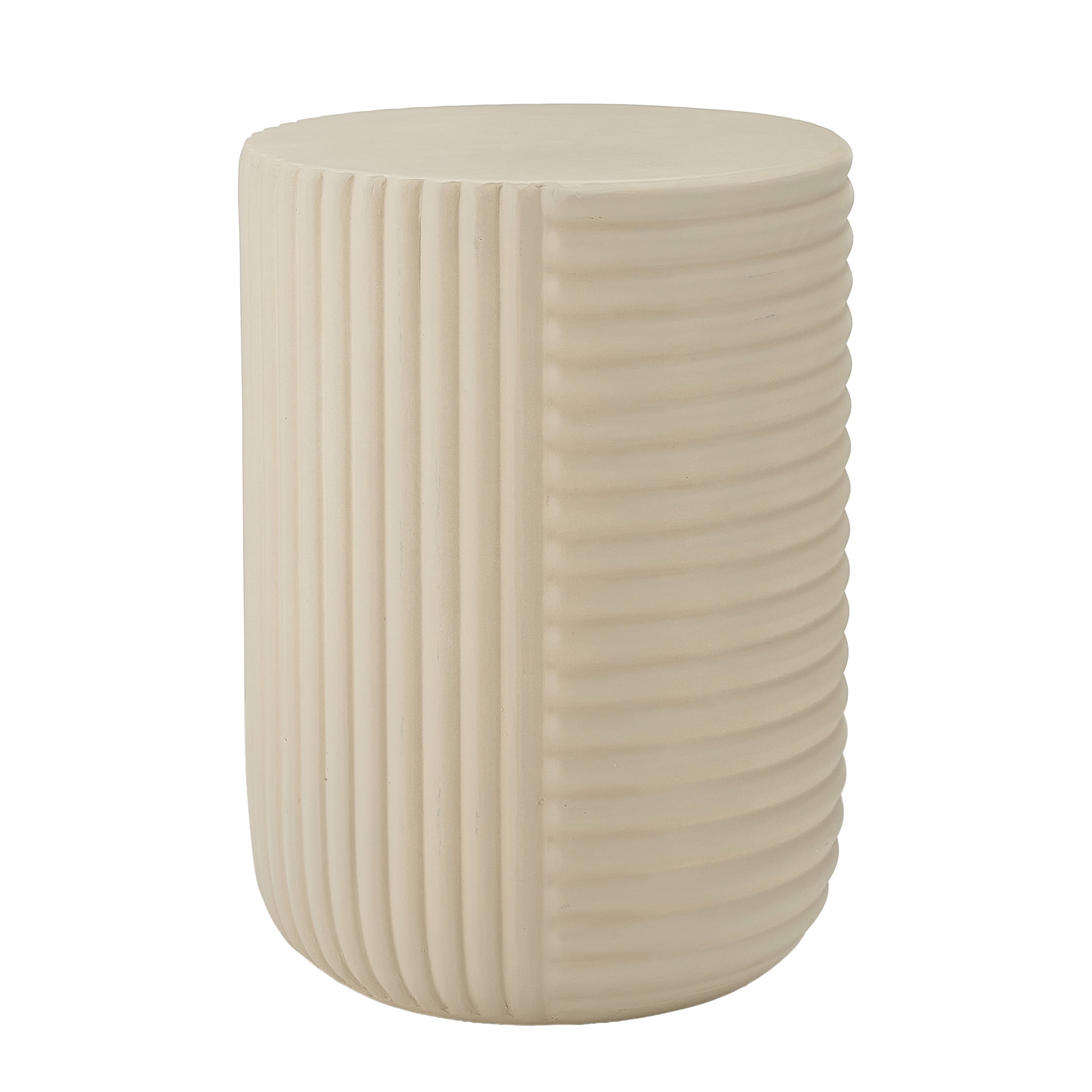 Christopher Knight Home Outdoor Lightweight Concrete Side Table, Handcrafted Ribbed, Creamy Beige