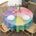 thumbnail image 3 of Colorful Watercolor Stripe Pattern Round Tablecloth 60"x60",Wrinkle Wipeable Table Cloth for Kitchen Dining Room Picnic Patio Party, 3 of 6