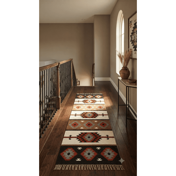 2' x 10' KALVEERA Handwoven Wool & Jute Kilim Runner Rug, Southwestern Geometric Flatweave Boho Farmhouse Hallway Runner with Tassels