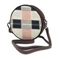 thumbnail image 2 of Leather Shoulder Round Bag 7.1×2.36in Fashion Casual Crossbody Bag Shoulder Bag For Work Travel Business Shopping Date Argyle Plaid Lightcoral_2, 2 of 5