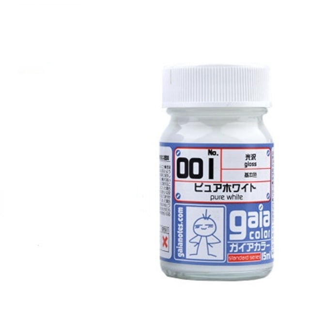 Gaia Color 001 White Gloss Lacquer Paint 15ml for Scale Models Gundam