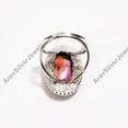 thumbnail image 5 of Orange and Pink Oyster Turquoise Stone 925 Sterling Silver Statement Ring Gift for Her, 5 of 5