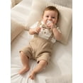 thumbnail image 4 of BemeyourBBs Newborn Baby Boys Summer Clothes Cotton Linen Baptism Day Gentleman Outfit Short Sleeve Bowtie Shirt Romper with Suspender Shorts Set, 4 of 9