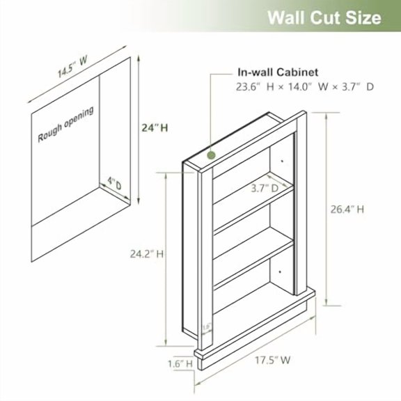 Recessed Medicine Cabinet,14x24 in Wall Bathroom Cabinet with Storage,Bathroom Niche for Shower Wall for Bedroom/Hallway,Black Shower Wall Niche Insert for Drywall,MDF